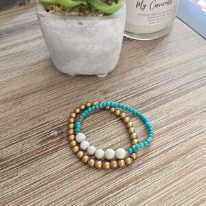 Feldspar and Blue Magnesite Bracelet Pairing